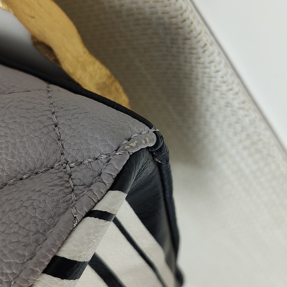 Betsey Johnson gray, black and white stripe quilted faux leather versatile purse - Picture 12 of 12